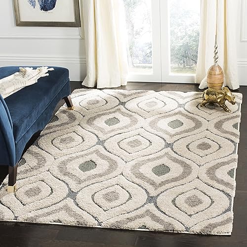 Florida Shag Collection Accent Rug - 3'3" x 5'3", Cream