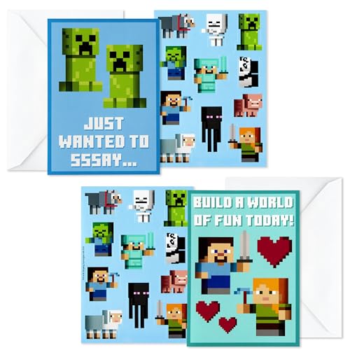 Hallmark Minecraft Valentinstagskarten mit Aufklebern, 24 Stück