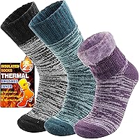 Welwoos 3 Pairs Thermal Winter Socks for Men & Women - Thick Insulated Ski Boot Socks for Cold Weather Hiking