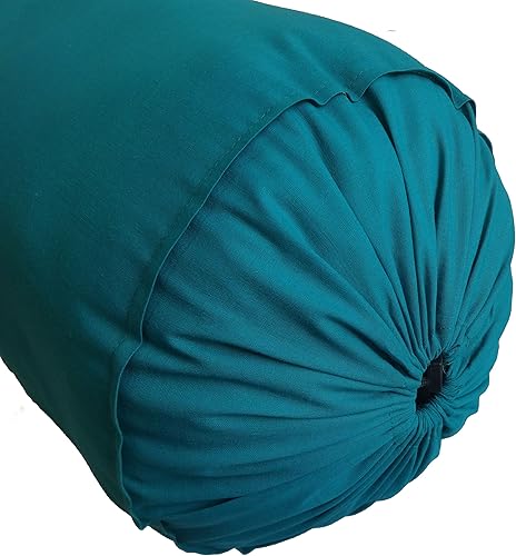 Funda de almohada larga azul verde azulado  Funda redonda de masaje de yoga para cama, sofá, silla, sofá, salón, algodón, 10 pulgadas de diámetro x