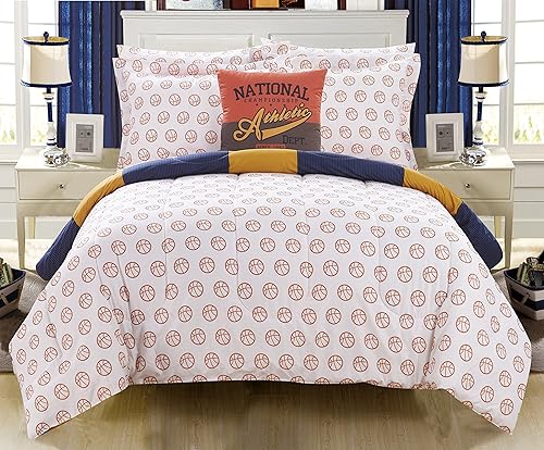 Miniatura 2 de Chic Home Corey - Juego de edredón reversible de 6 piezas con estampado de retazos atléticos juveniles, juego de sábanas de almohada decorativas