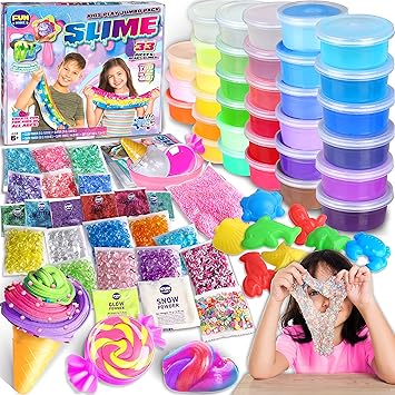 33 Cups Jumbo Slime Kit for Kids, FunKidz Premade Ultimate Slime Pack to DIY Soft, Cloud, Clear, Butter, Glitter, Glow in Dark Slime Making Kit Party Favors Gift Toys for Girls and Boys