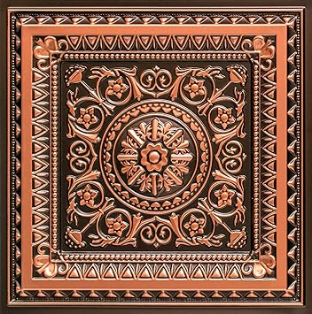Antique Copper Decorative Wall & Ceiling Panel Pack of 12 Pieces Area Cover 48 Sq Ft