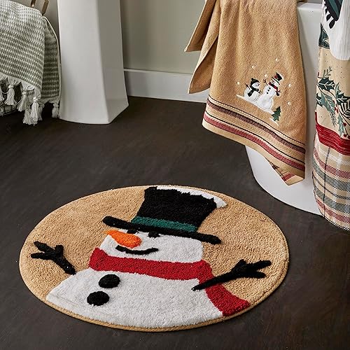 Miniatura 2 de SKL Home Alfombra rústica de muñeco de nieve a cuadros de Navidad/invierno para baño/cocina y regalo, multicolor