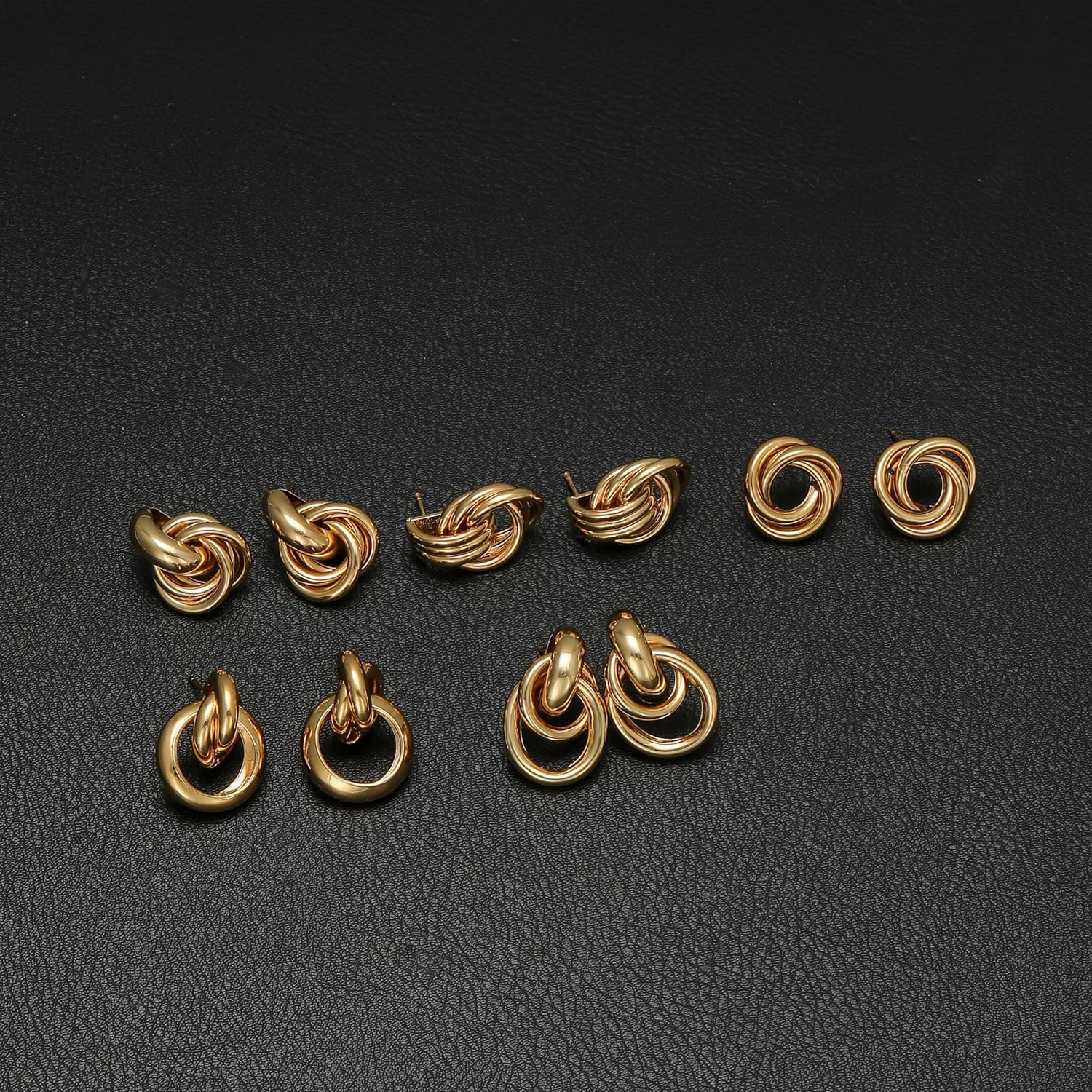 Akeoqi 6 Pairs Gold Knot Earrings for Women Chunky Statement Drop Dangle Earring Studs Geometric Twisted Long Link Hoop Earrings Jewelry Gifts - Image 6