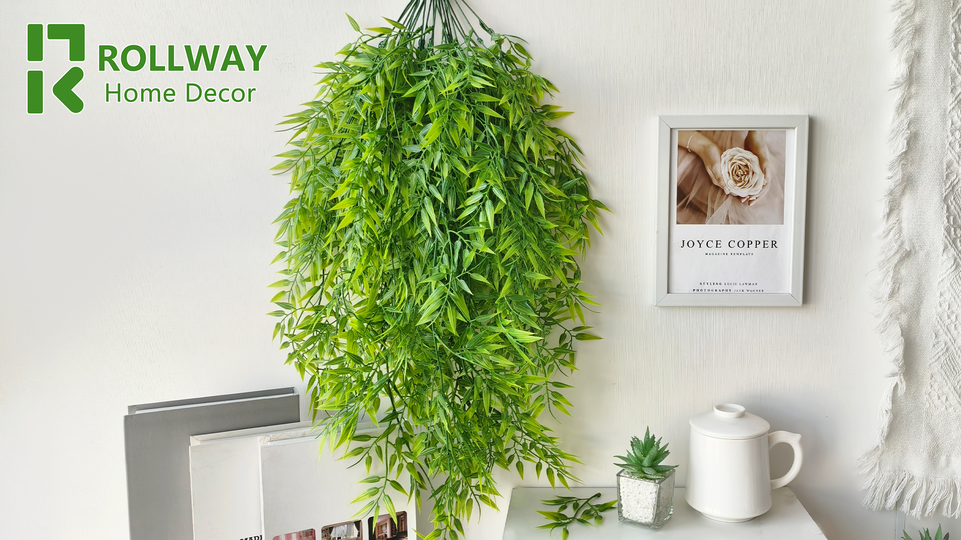 Amazon.de: ROLLWAY 4 Stck Kunstpflanze Hngend Knstliche Hngepflanzen  Knstlich Pflanzen Plastik Grnpflanze hngend Plastikpflanzen fr Indoor  Outdoor Balkon Hochzeit Garten Wanddeko Bambusbltter 80cm