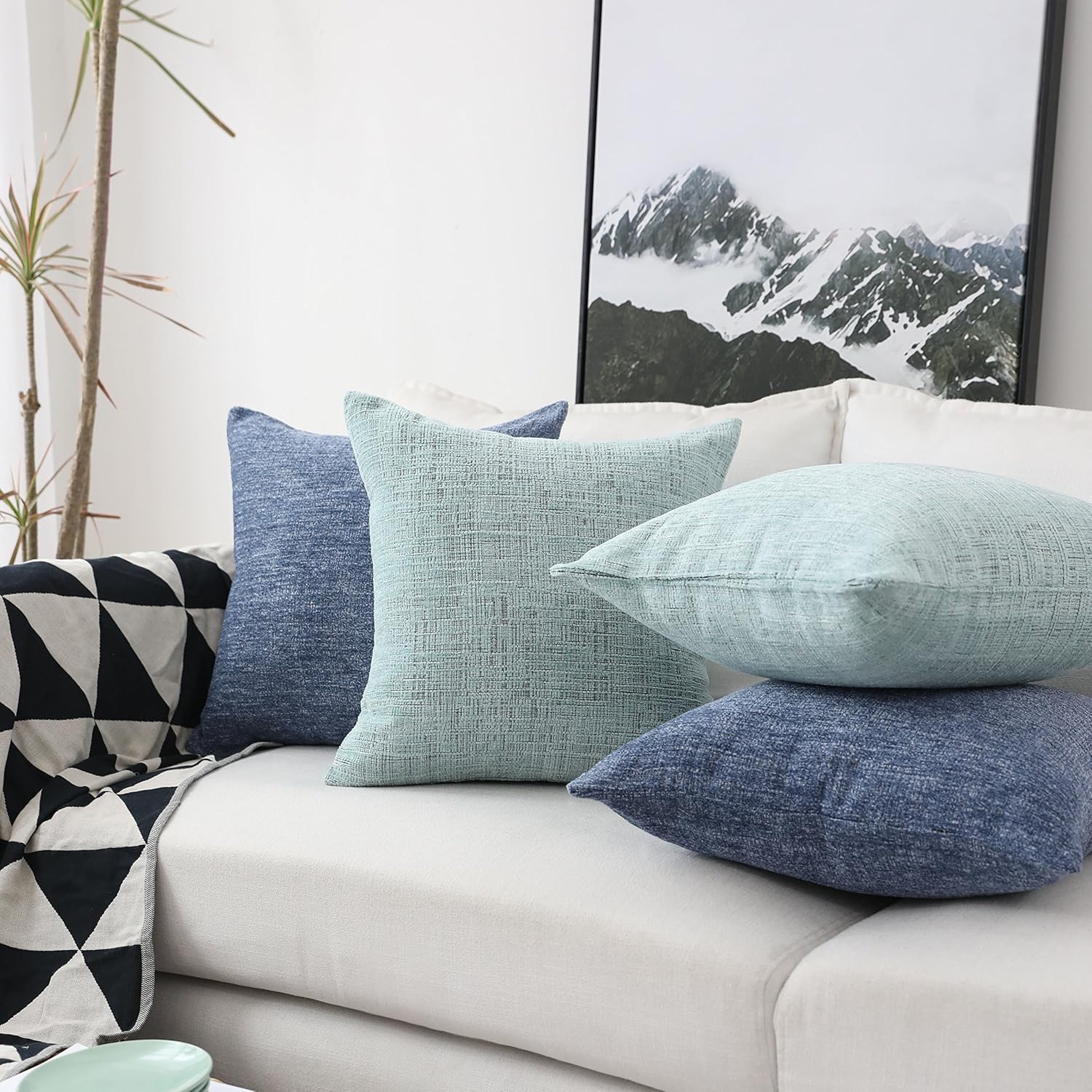 Home Brilliant Navy Throw Pillows Covers for Living Room Set of 2 Large Cushion Covers for Sofa Bed Couch, 26x26 inch (66cm), Dark Blue
