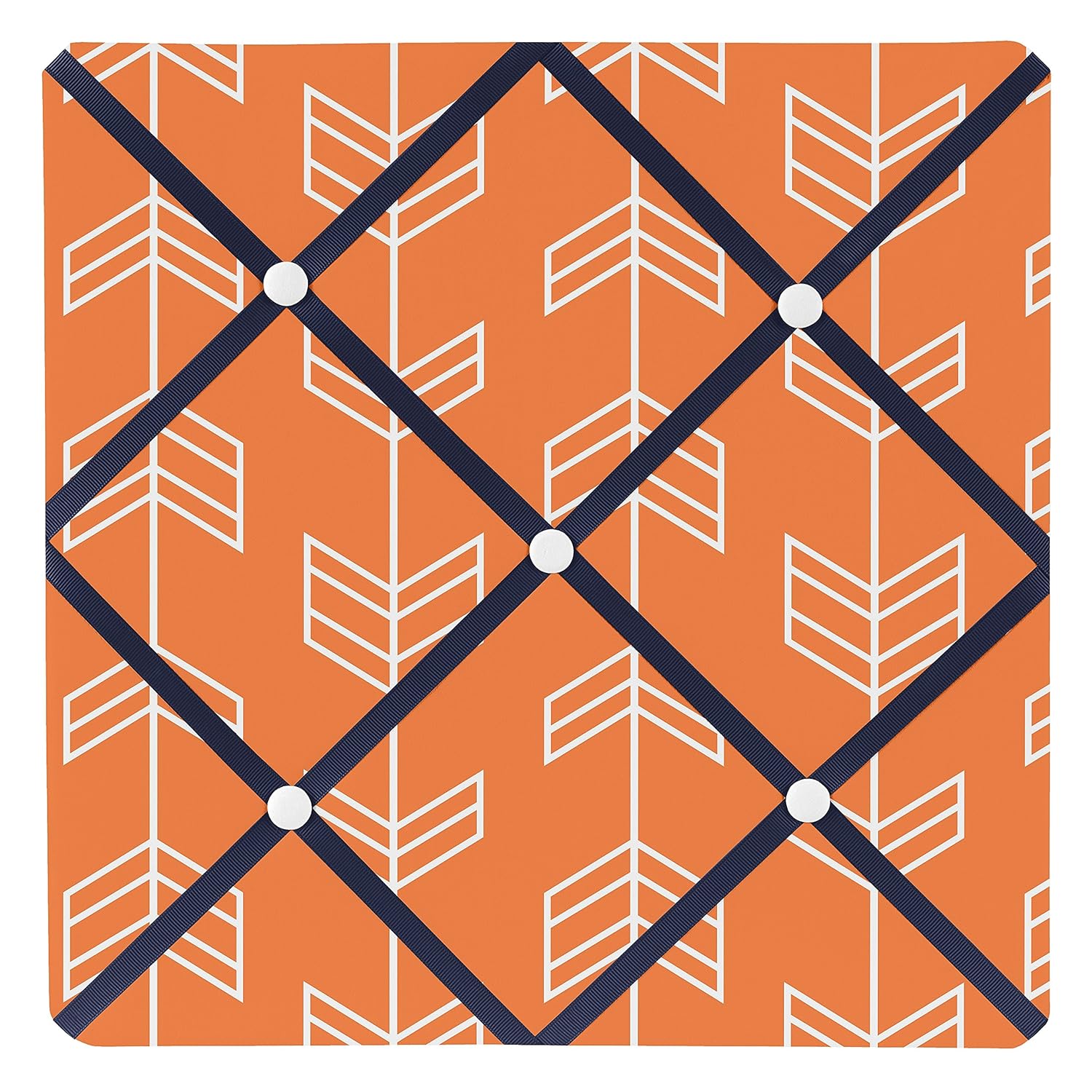 Sweet Jojo Designs Orange and Navy Fabric Memory/Memo Photo Bulletin