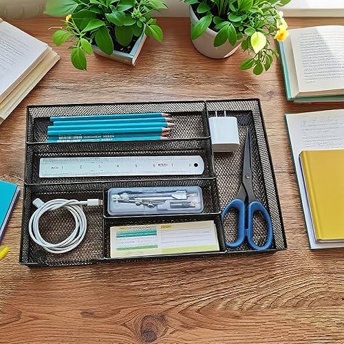 Miniatura 4 de Organizador de cajones de escritorio, bandeja organizadora de cajones de malla metálica para oficina, escuela o hogar, almacenamiento de escritorio,