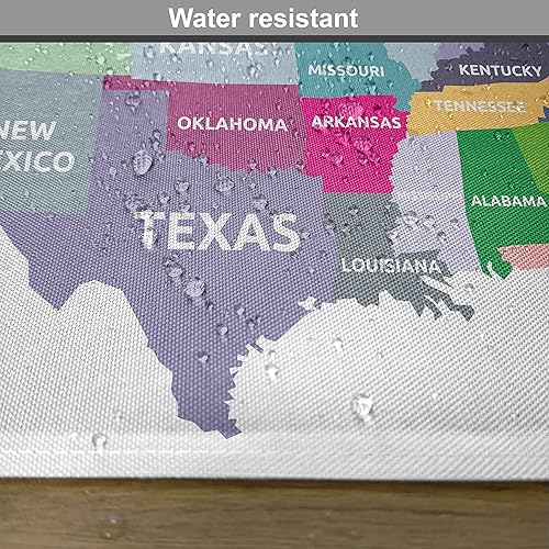 Miniatura 3 de Ambesonne Juego de 8 manteles individuales de mapa, mapa de Estados Unidos con nombre de Estados Unidos en diseño colorido, tema de cartografía de