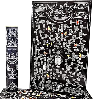 Party Drinks Scratch Off Poster Bucket List Kitchen Wall Decor Bar Scratch beer Poster with More Than 100 Drinks and Cocktails Birthday Wall Poster - coolthings.us
