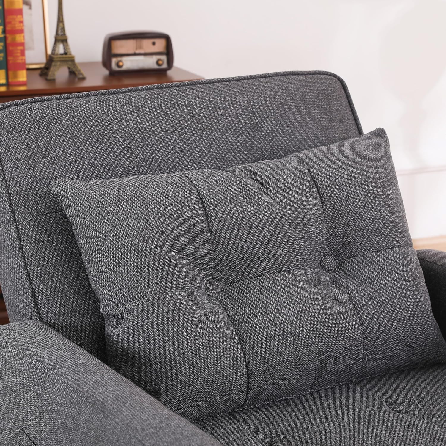 Ball & Cast 3 in 1 Sleeper Sofa Bed,Convertible Pull Out Couch with USB Ports and Side Pocket,Single Sofa Chair W/Adjustable Backrest,Futon Chaise Lounge for Living Room,Apartment,Antique Grey,31"