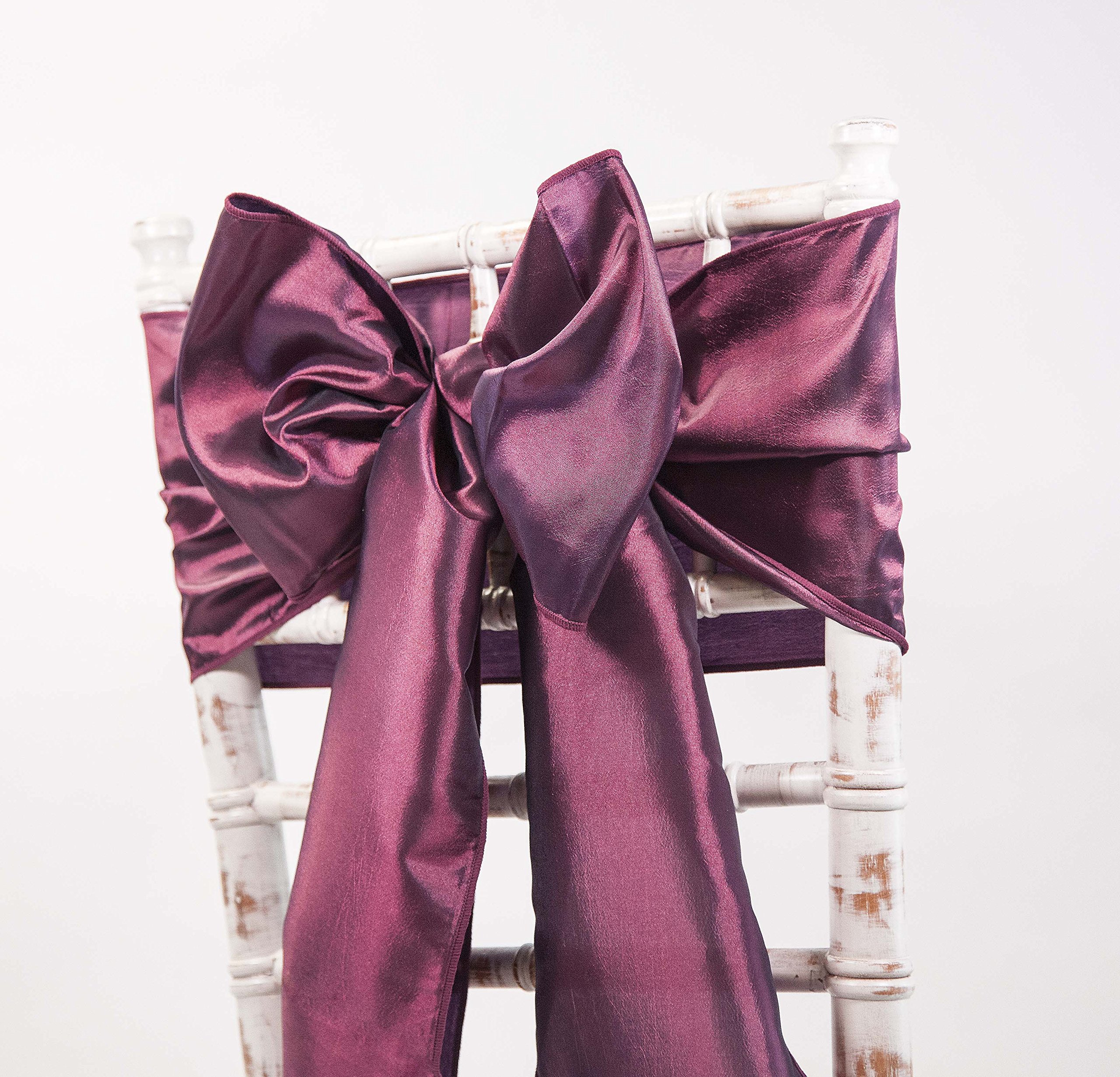 Decor Essentials Taffeta Chair Sashes Covers for Wedding Events Corporate Chair Dressing (Burgundy)