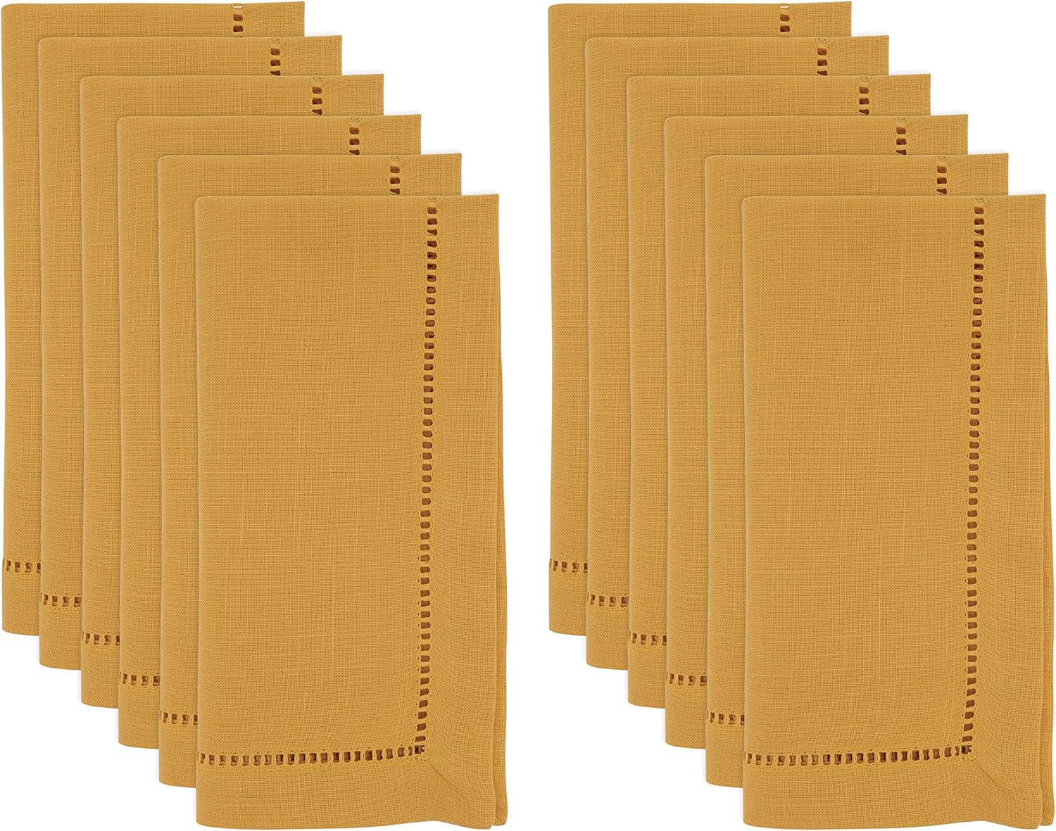 Saro Lifestyle Dinner Napkin with Hemstitched Border (Set of 12), Mustard, 20"