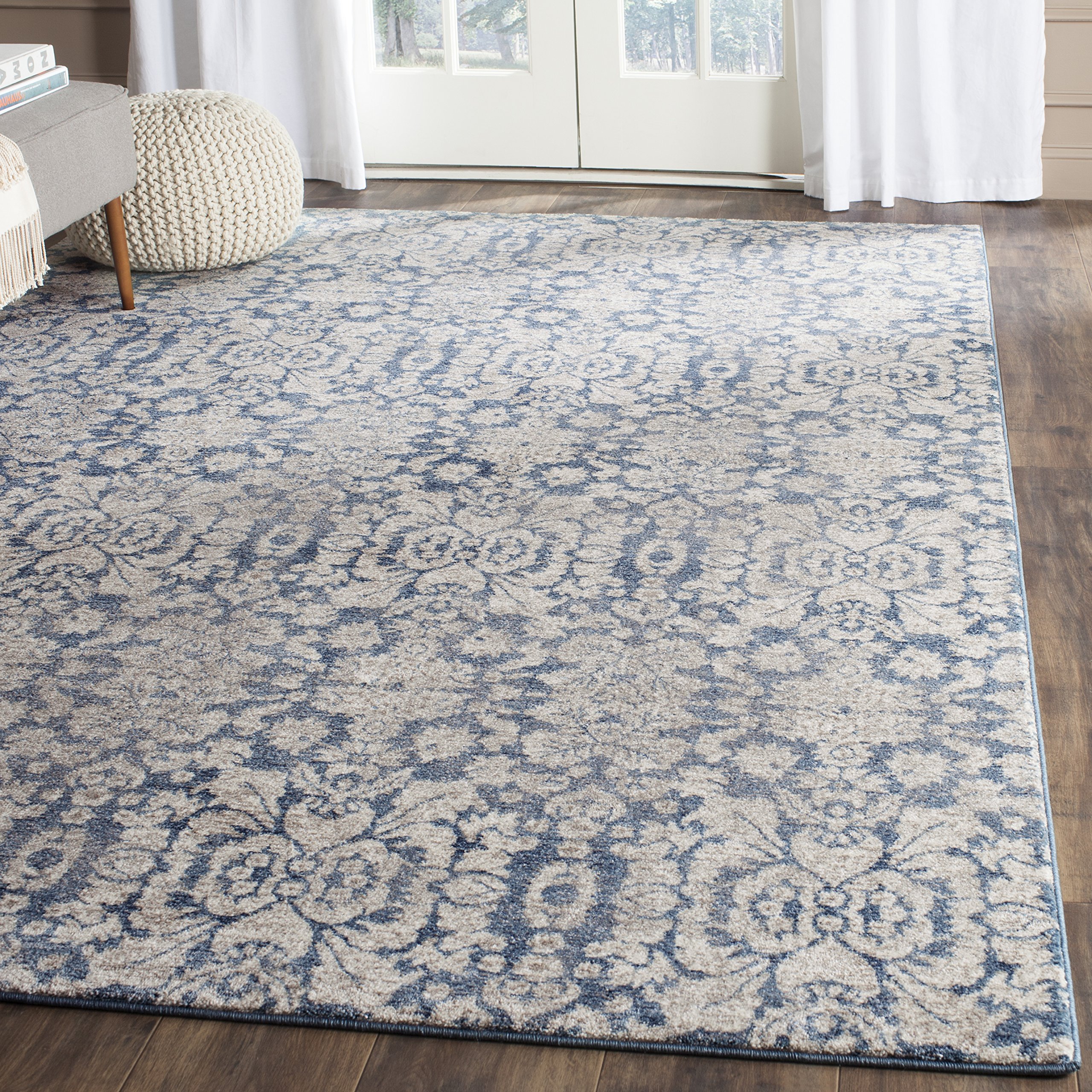 SAFAVIEH Tapis Traditionnel Pour Salon, Salle à manger, Chambre à coucher - Sofia Collection, Tapis à poil court, Bleu et beige, 122 X 170 cm
