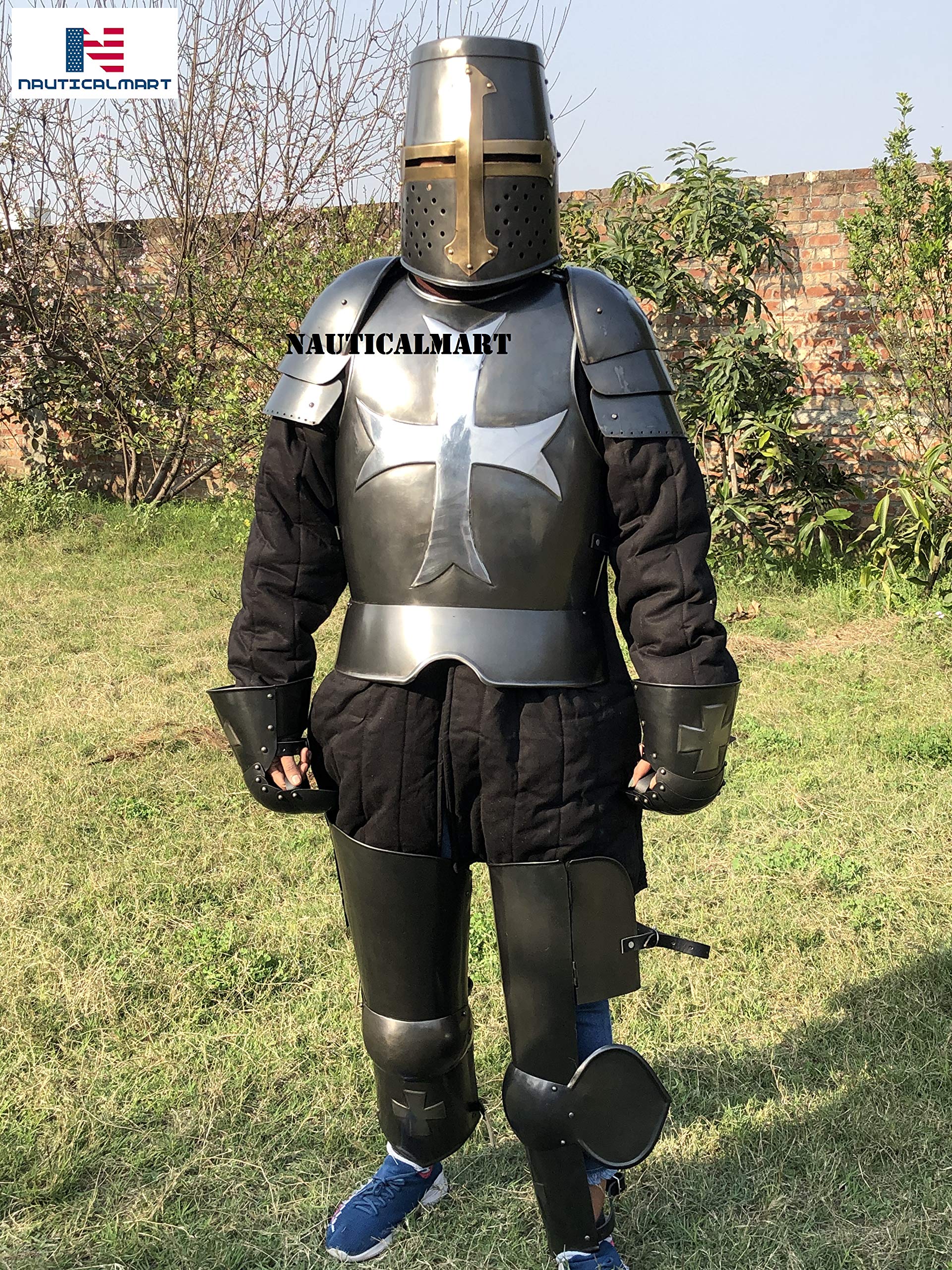 Nautical-Mart Medieval Wearable Knight Crusader Suit of Armour Collectibles Armor Costume (Black)