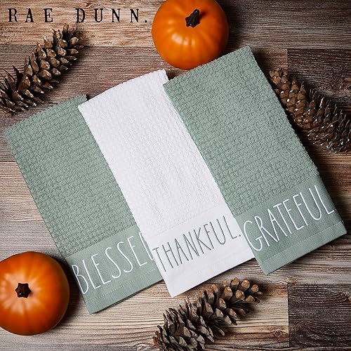 Miniatura 3 de Rae Dunn Toallas de mano, toalla de cocina decorativa bordada para cocina y baño, 100% algodón, altamente absorbente, paquete de 3, 16 x 26