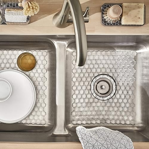 Miniatura 5 de Spectrum Diversified Hexa - Tapete flexible y suave al tacto, fácil de drenar, moderno protector de fregadero de cocina, 1 unidad (paquete de 1),