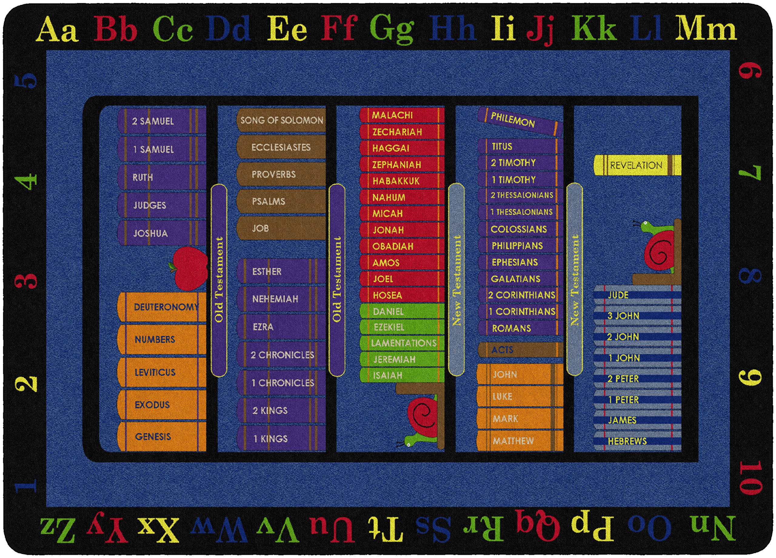 Flagship Carpets Bible Bookcase Educational Rug for Classroom, Office, Home and School Playroom Mat, Kids Bedroom Carpet, 6' x 9', Rectangle