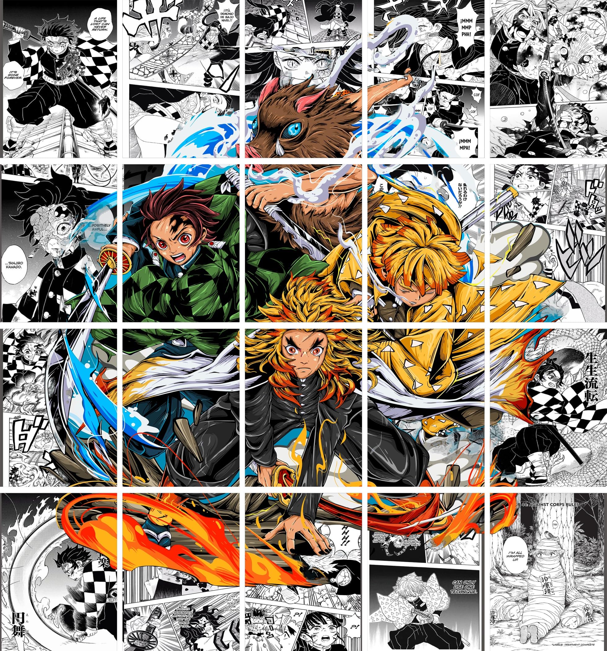 ENSEMBLE Set of 20 demon slayer collage kit | anime poster of demon slayer | 300 GSM Poster | size : 11.9x8.3 inch