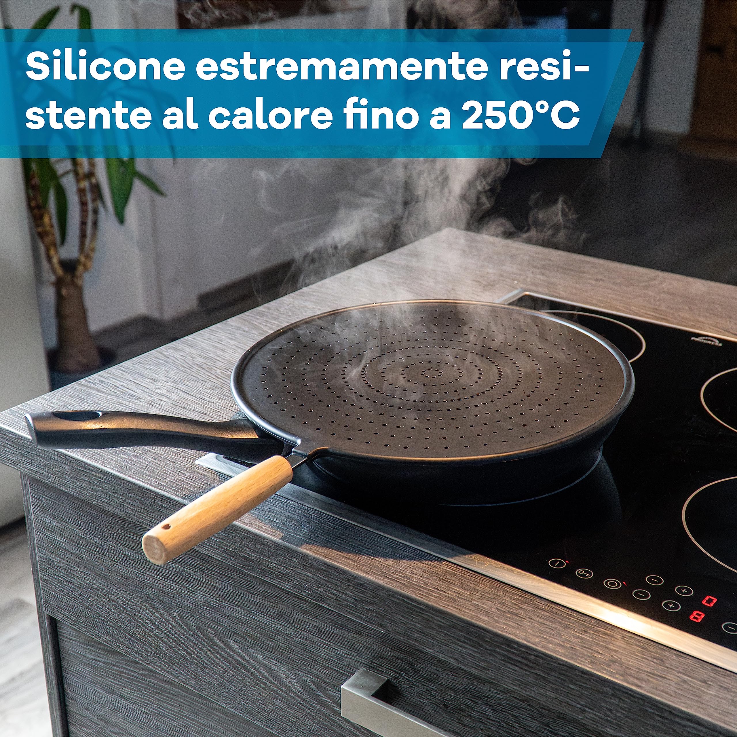 Netrox - Paraschizzi Cucina in Silicone per Padella - Resistente al Calore, Lavabile, Sicuro per Alimenti - Coperchio Universale per Frittura fino a 30 cm - Paraspruzzi Universali Pentola