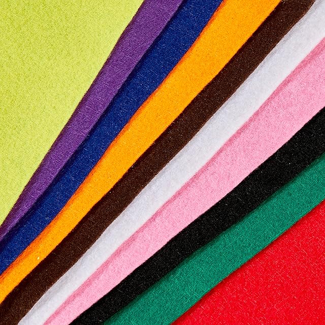 Creativity Inspired Craft A4 Felt Sheets, 40 Sheets, 10 Assorted Colours, Ideal for Hobbyists and Professional Crafters, Adults & Kids