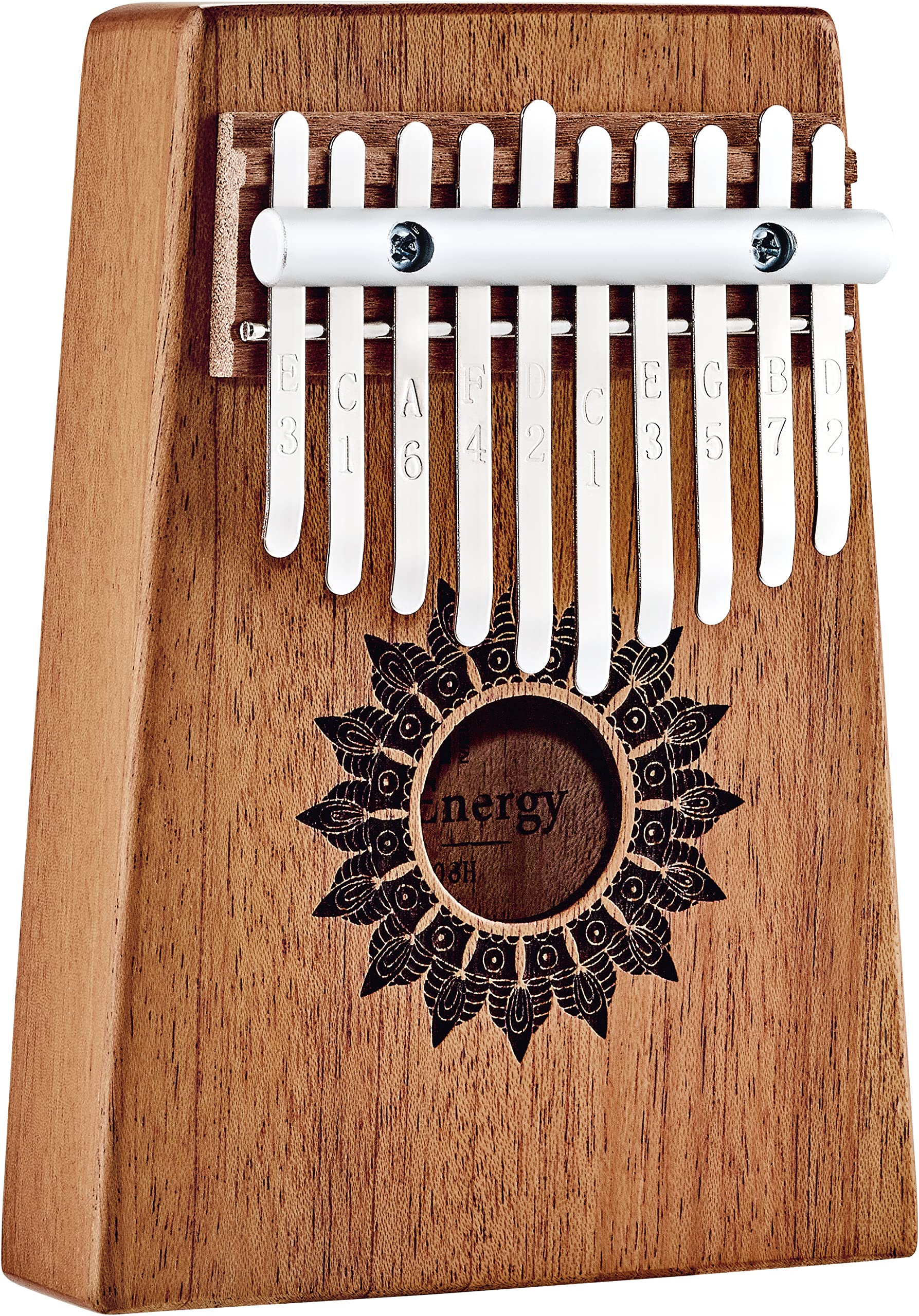 Sonic Energy Sound Hole Kalimba – 10 notes, do majeur – Pour la méditation, le yoga, la percussion – Bois d'acajou – Accessoires inclus (KL1008H)