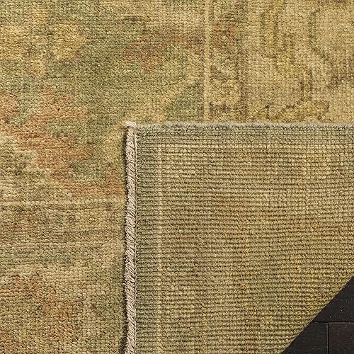 Miniatura 2 de SAFAVIEH Oushak Collection - Alfombra de pasillo, 3 x 10 pies, verde y beige, de lana oriental tradicional anudada a mano, ideal para zonas de alto