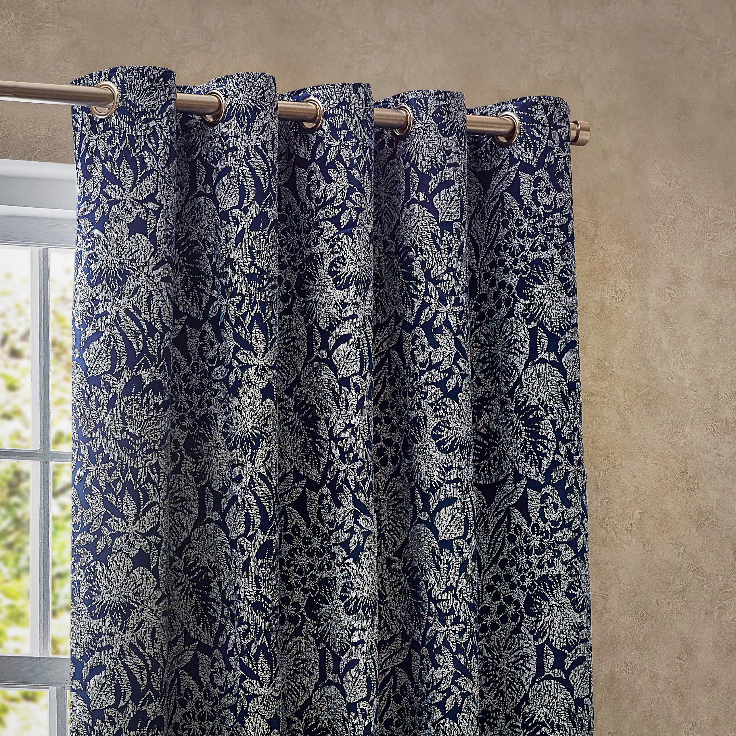 furn. Wylder Nature Bali Botanical Jacquard Eyelet Curtains, Midnight, W 66.1" x L 53.9" (1 Panels) - Image 3