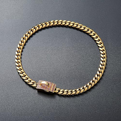 Miniatura 6 de Collar con colgante personalizado de acero inoxidable dorado con eslabones cubanos para perros pequeños y medianos, collar de perro Bulldog francés