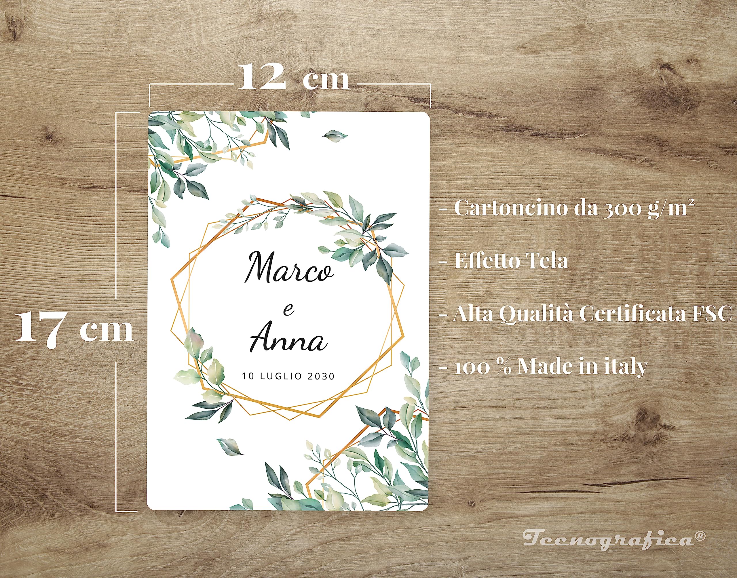 Tecnografica 001 - Partecipazioni di Matrimonio Personalizzate - Inviti di Nozze (S - 30 Pezzi)