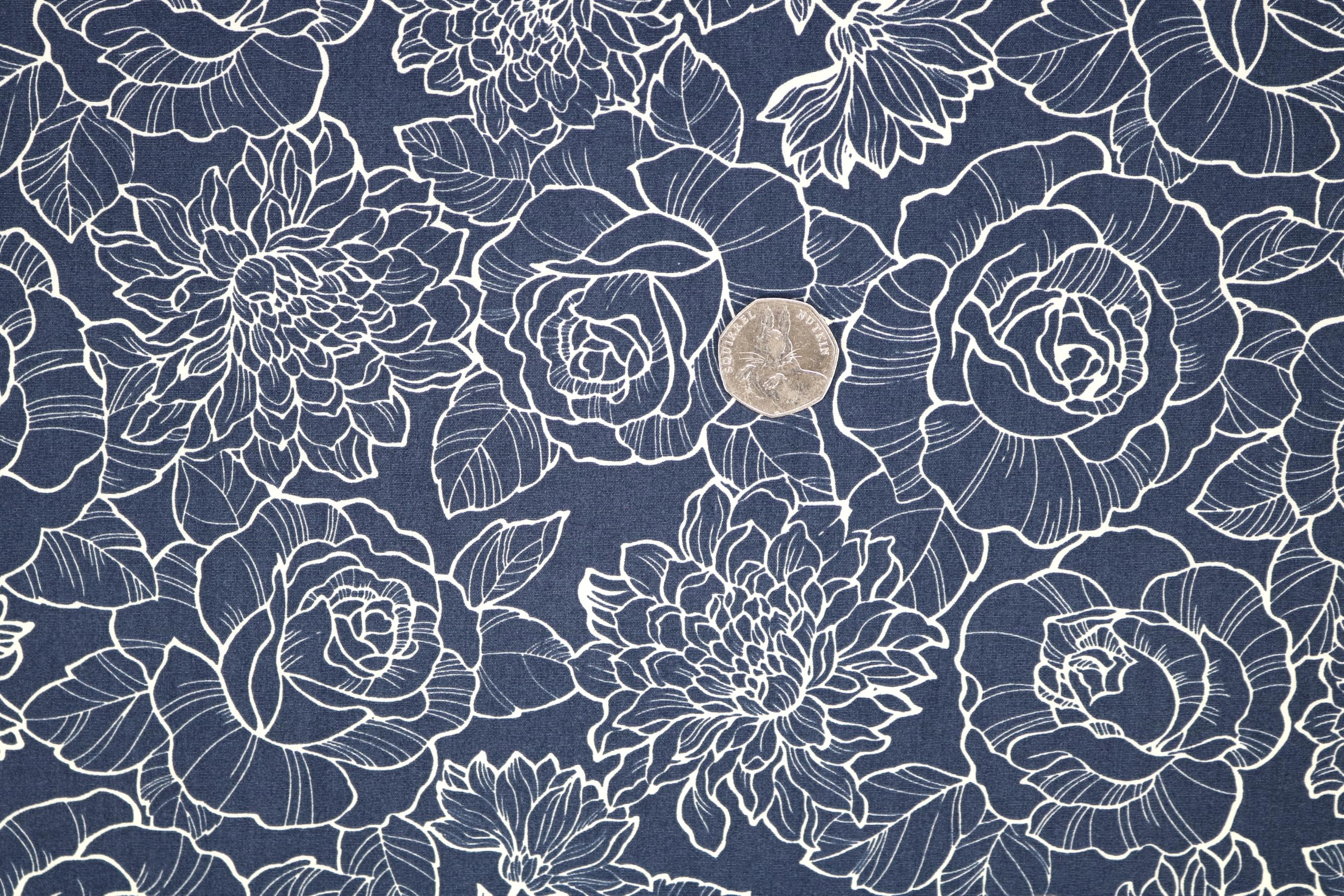 Pyrhan Floral Roses Pencil Sketch Cotton Prints –Cotton Fabric 100% Cotton Prints- Material by The Metre -Floral Cotton Print Used in Sewing Kit and Accessories-Quilting Fabric Art and Craft