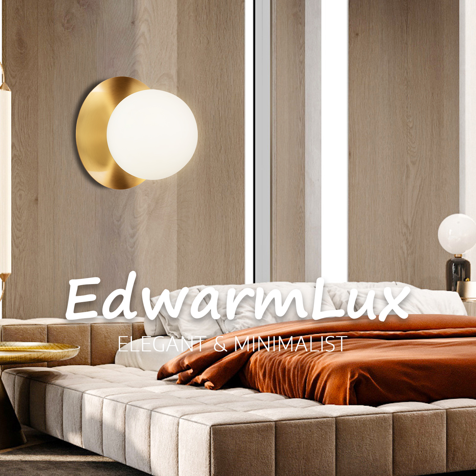 Image of Edwarmlux 1 Light Wall Sconce, Mid Century Modern Globe Wall Sconce, Ceiling Light Fixture, Vanity Light Fixture, Indoor Wall Light for Living Room Bedroom Hallway Bathroom Entry (Brushed Gold)