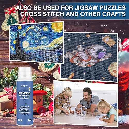 Miniatura 6 de VansyLife Sellador de pintura de diamantes de 4.1 fl oz con cabeza de esponja, pegamento de pintura de diamante 5D y pegamento para rompecabezas