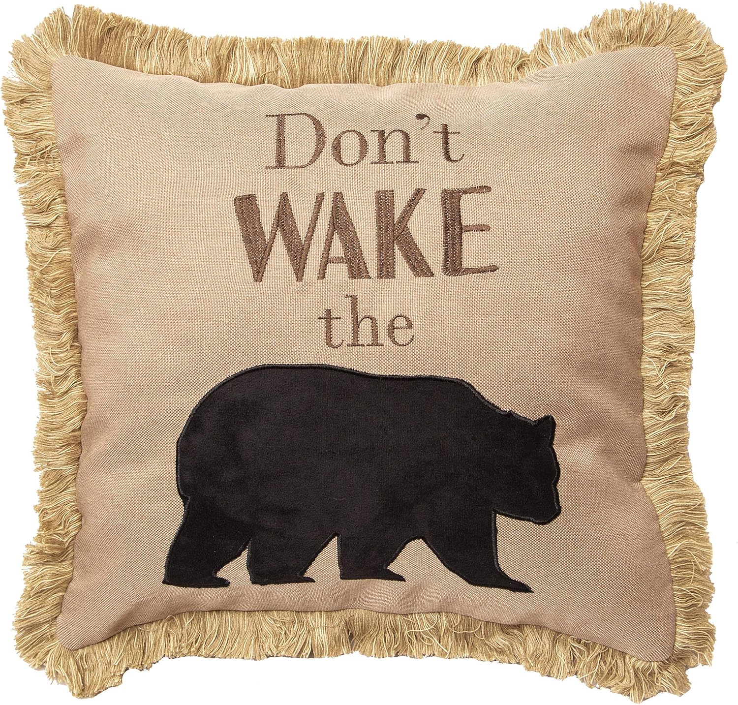 Carstens, Inc. Don't Wake The Bear Rustic Cabin Throw Pillow 18x18