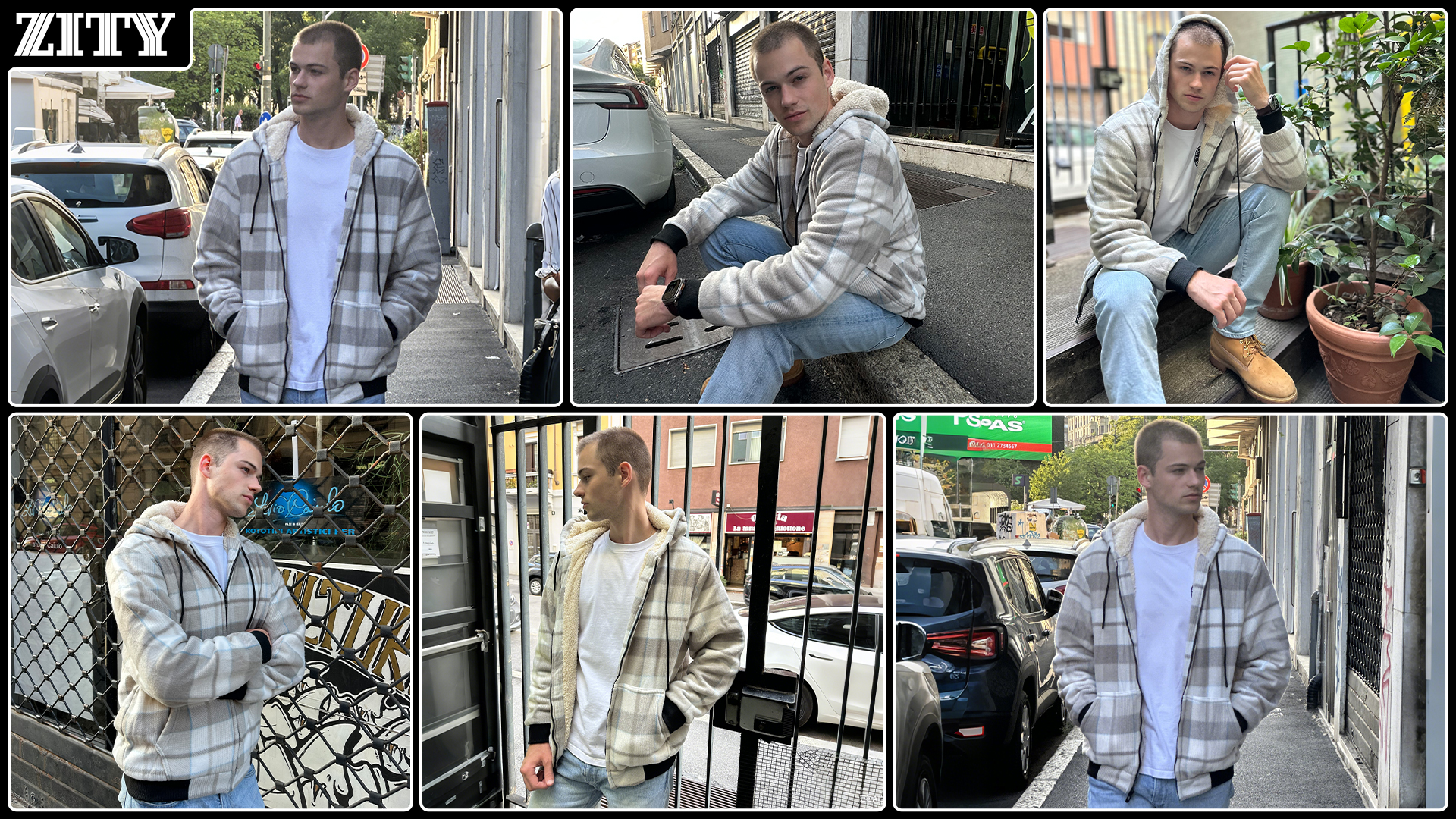 ZITY Heavy Thick Hoodies for Men Plaid Flannel Warm Sherpa Fleece