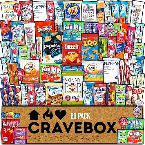 CRAVEBOX Paquete variado de cajas de aperitivos (80 unidades) para el Día del Padre, cajas de regalo para adultos, niños, nietos, hombres, mujeres,