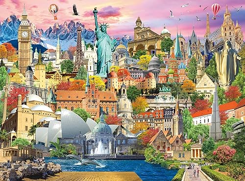 Rompecabezas de 500 piezas para adultos, rompecabezas de arquitectura de renombre mundial, 27 x 20 pulgadas, forma única, difícil y desafiante,