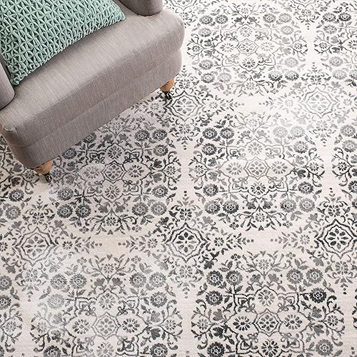 Miniatura 7 de MARTHA STEWART x Safavieh MSR0958H - Alfombra de 8 x 10 pies, color carbón y marfil, no desprende pelusa, para entrada, sala de estar, comedor,