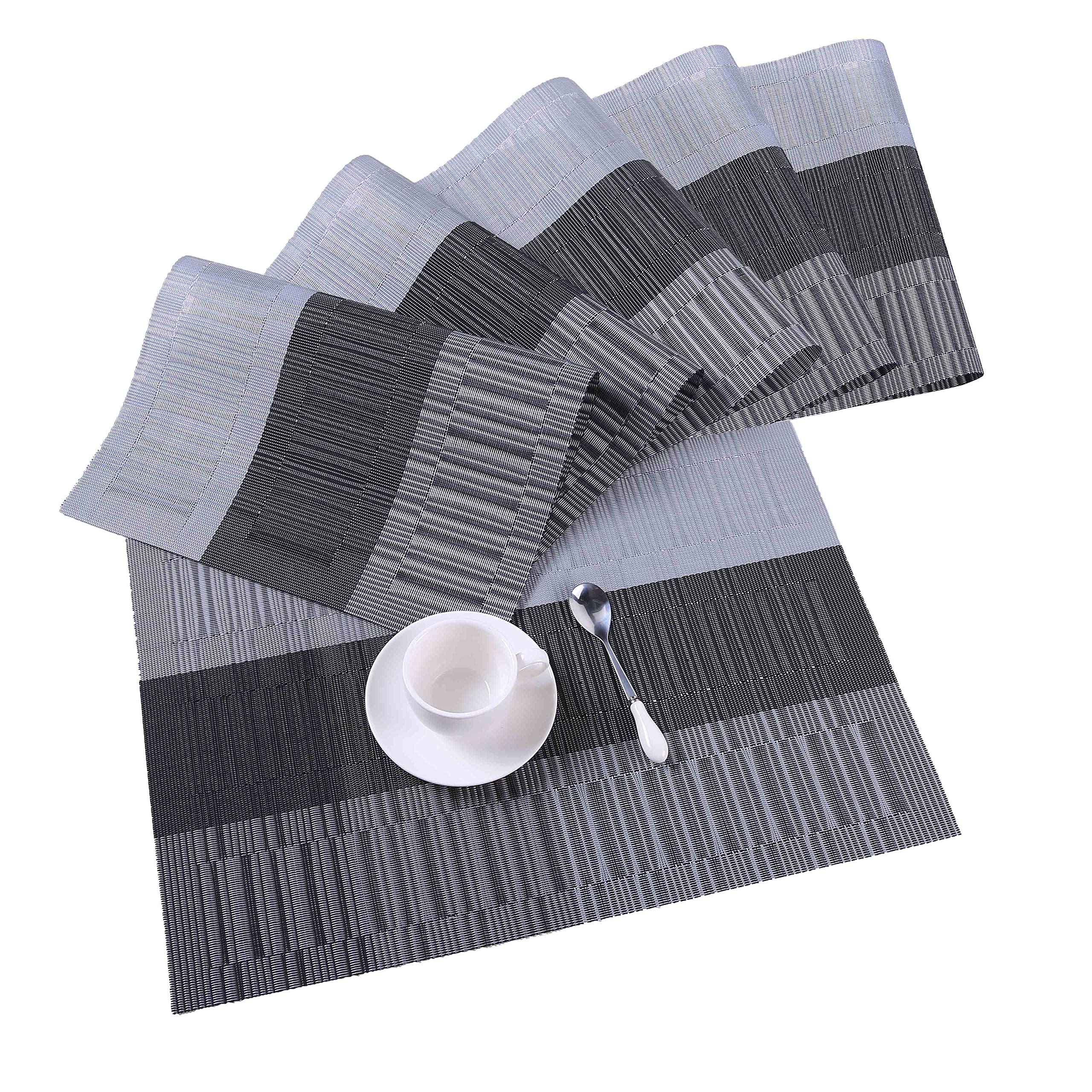 ISIYINER Sets de Table,Placemats Set Lot de 6 Lavables PVC Tapis de Table Antidérapantes Résistant à la Chaleur pour Dîner Cuisi