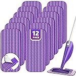 Reusable Mop Pads Compatible with Swiffer Wet Jet, Wet Jet Pads Refills for Swiffer Mop, Microfiber Replacement Pads for Hardwood Floor cleaning, Dry Wet Mopping Cloths for 12 Wet Jet Refill, 12 Pack