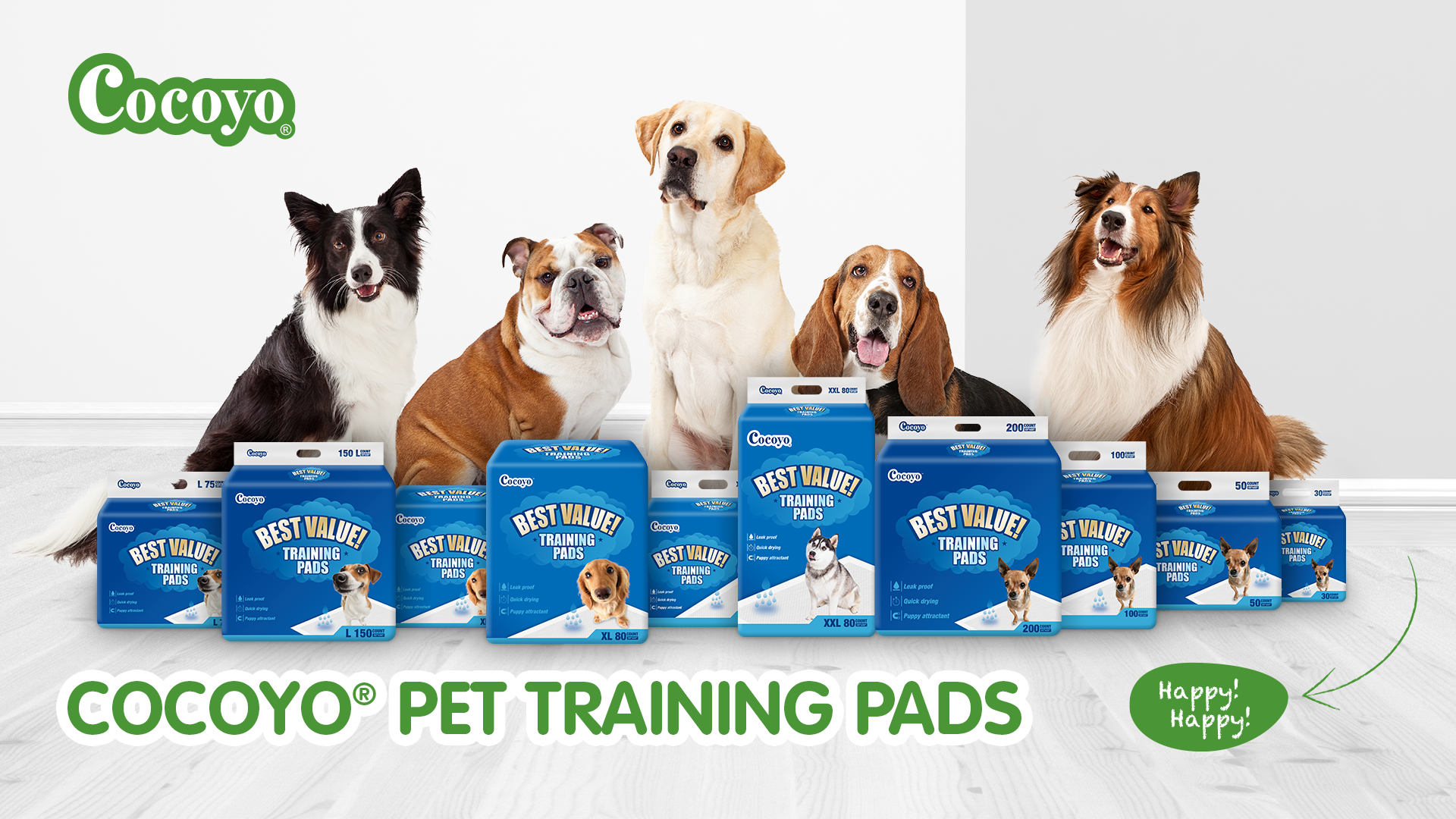 Amazon.com : COCOYO Best Value 22"x22" Dog Training Pads 50 Count | Dog Pee  Pads | Super Absorbent Puppy Pads,White : Pet Supplies