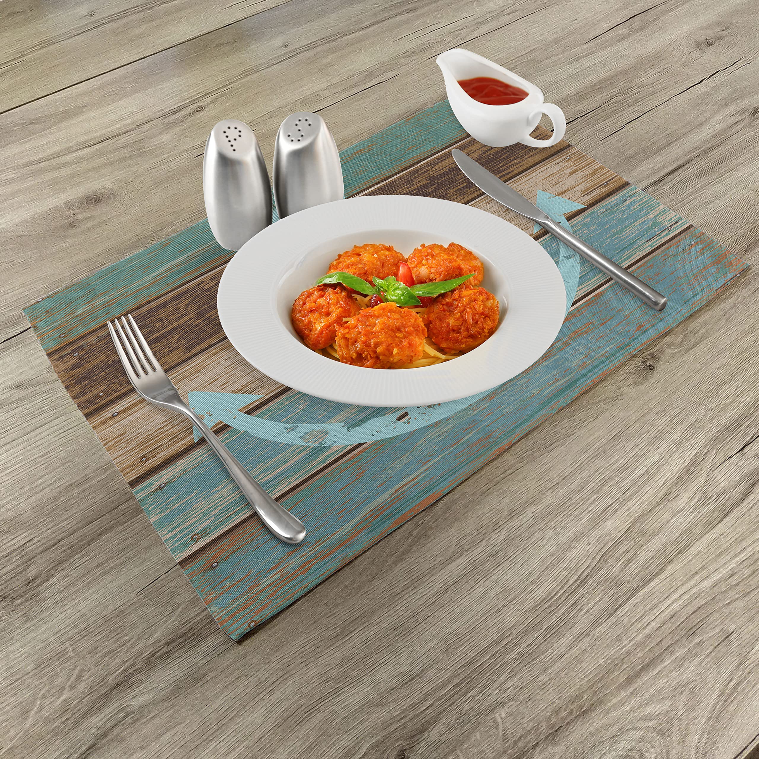 Set 4 Tovagliette Americane Harbour Stripe - Motivo Ancora Marittima - Lavabili - Viola, Blu, Pesca, Bianco - Foto 11