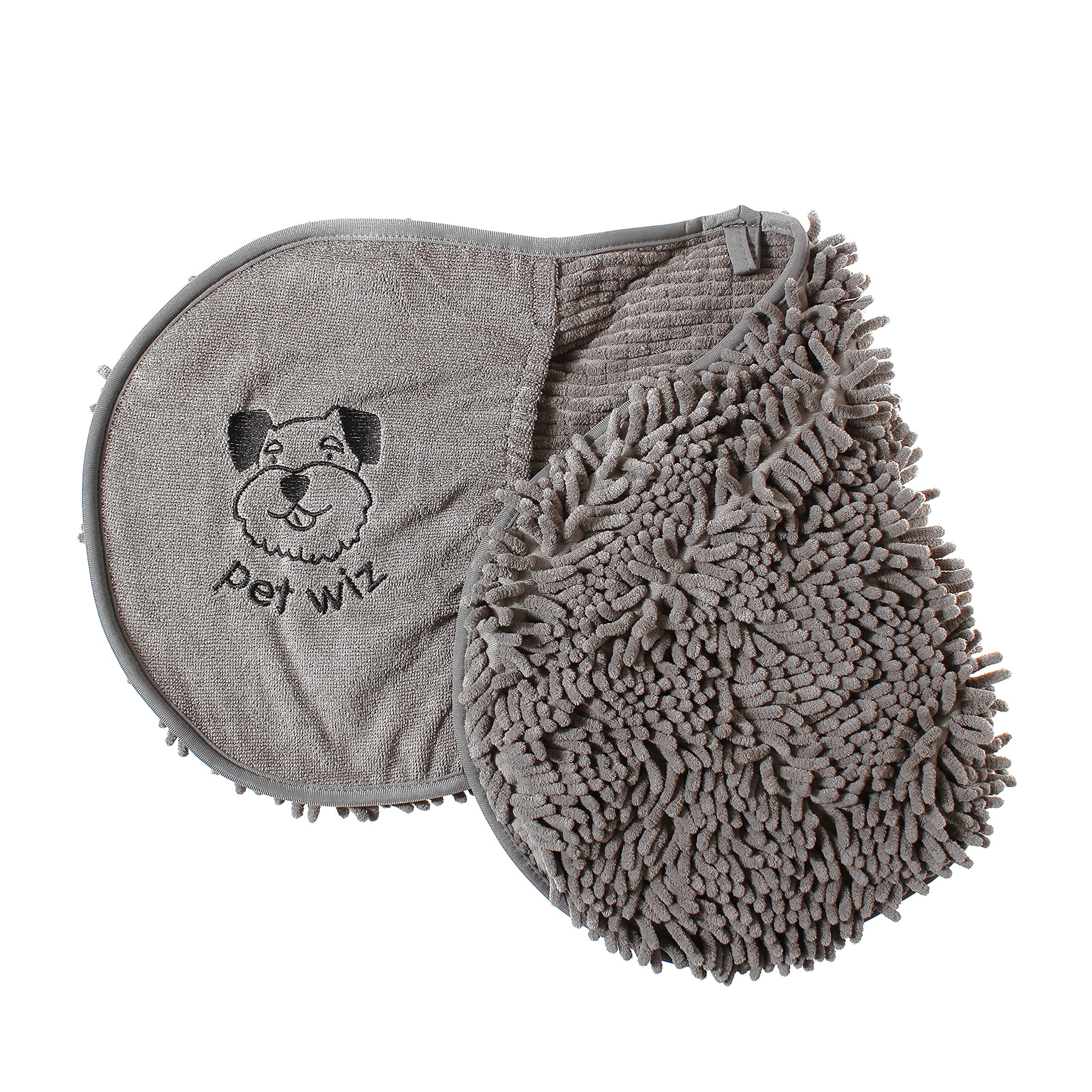pet wiz Ręcznik szenilowy, z mikrofibry, super chłonny, szybkoschnący, lekki, z praktycznymi przegródkami na rękawiczki, 82 cm x 32 cm (szary)