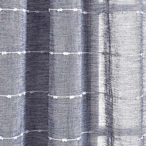 Miniatura 3 de Lush Decor Farmhouse - Par de paneles de cortinas traslúcidas con textura y pestaña trasera y bolsillo para barra, 38 pulgadas de ancho x 84