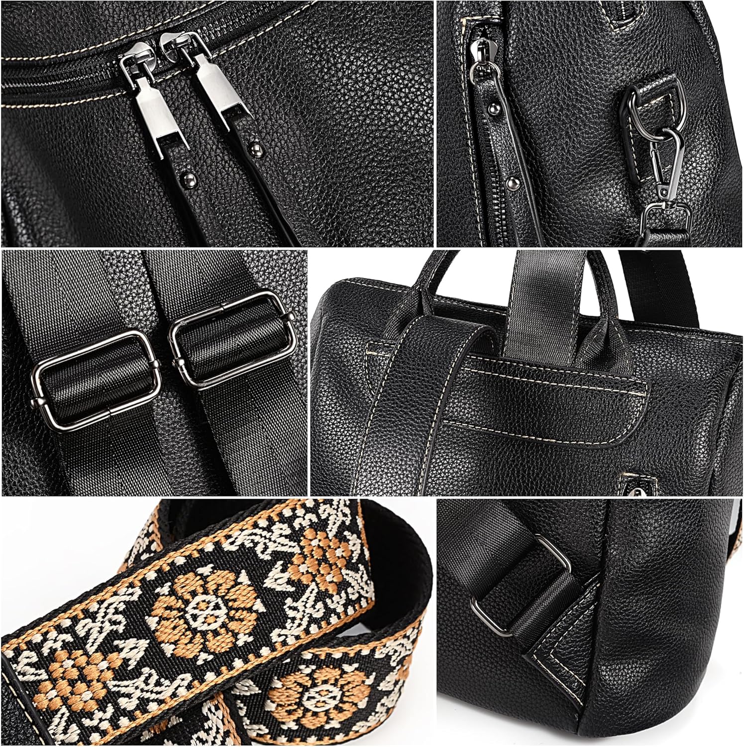 Uromee PU Leather Backpack Purse for Women Fashion Multipurpose Design Handbag Ladies Shoulder Bags Travel Backpack - Image 3