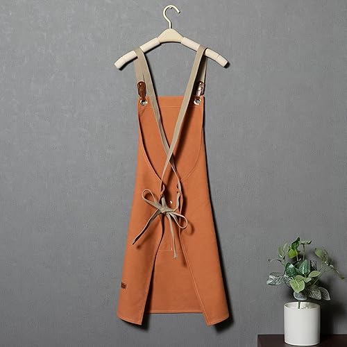 Miniatura 5 de Delantal para hombres y mujeres, delantal de lona personalizado con bolsillos espaciosos, delantal unisex, cocina, jardinería, carpintería, regalo