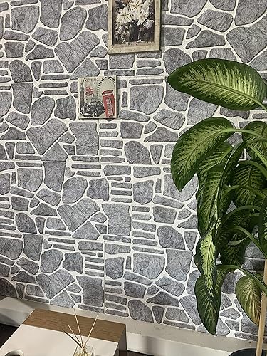 Miniatura 3 de Dundee Deco Paneles de pared 3D, revestimiento, paneles de pared con aspecto de piedra lila dorada, revestimiento de espuma de poliestireno para