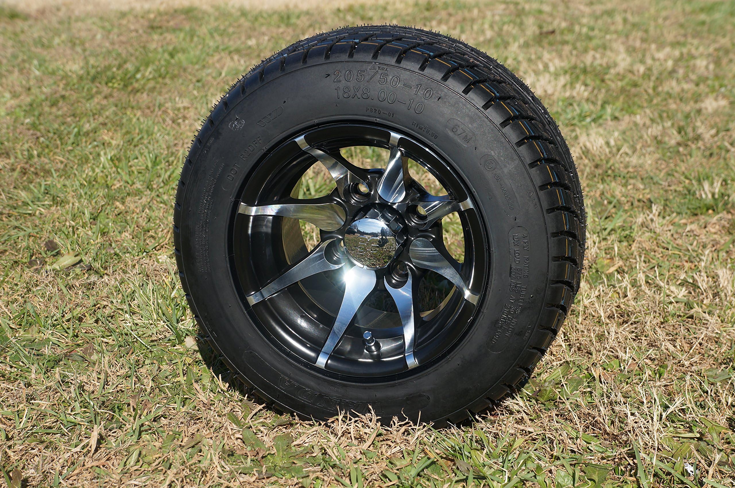 10" Golf Cart "KRAKEN" Wheels and Tires, Machined/Black, Set of 4