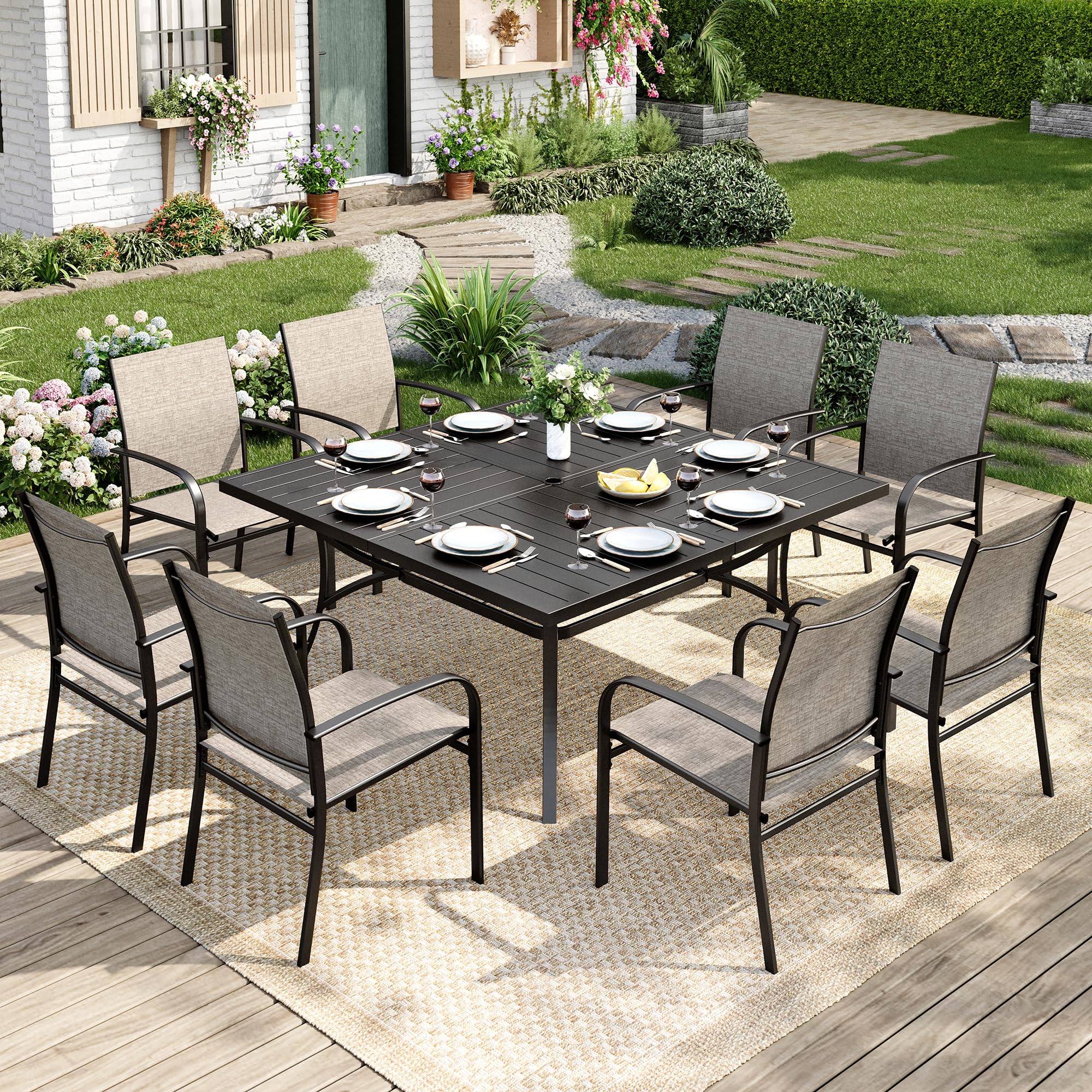 Amazon.com: MIXPATIO 9 Pieces Patio Table and Chairs Set, Patio